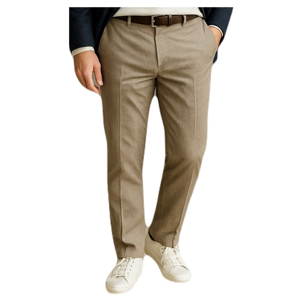 BANANA REPUBLIC Straight Fit Khaki Pinstripe Chino Pants Sz 35/30 Cotton Preppy